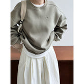 Einfaches Profil, lockerer BF, einfarbig, fauler Pullover, Pullover für Damen, besticktes Langarmoberteil mit Buchstabengrafik